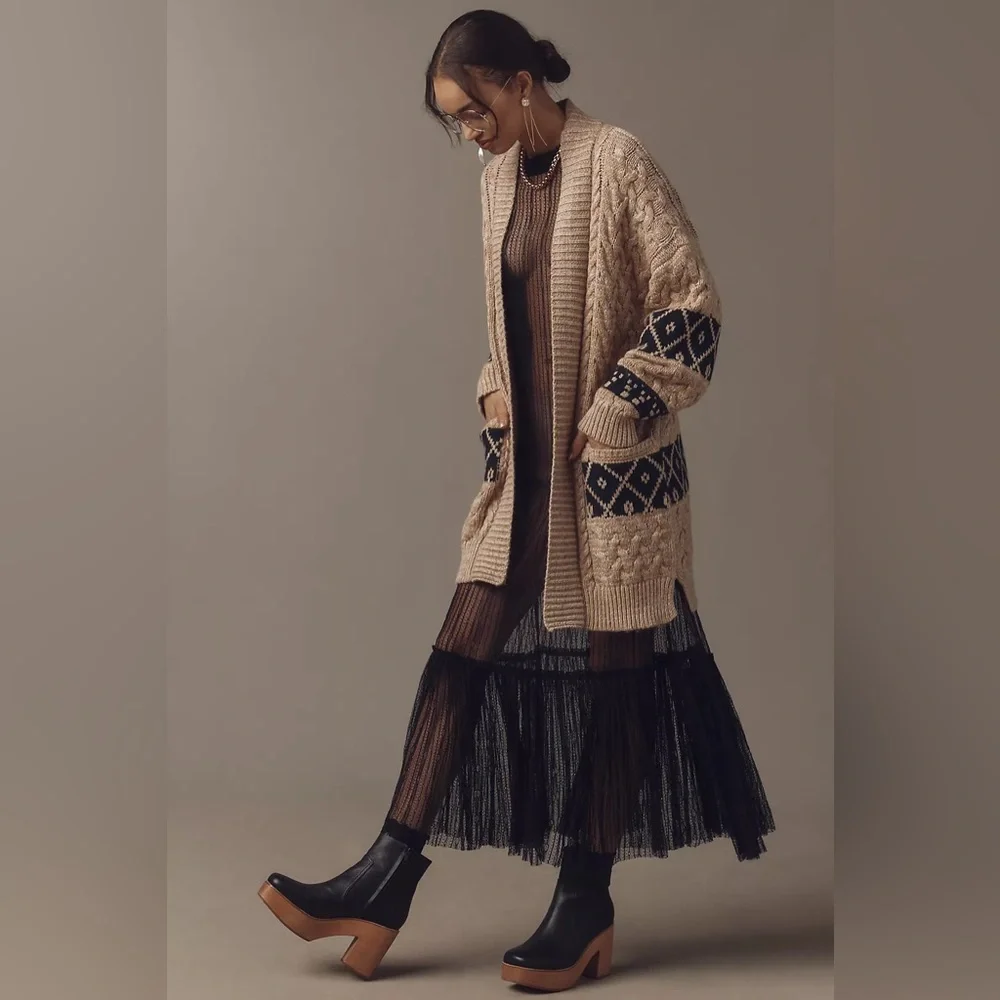 Anthropologie Pilcro Slouchy Open-Front Oversized Cardigan Sweater